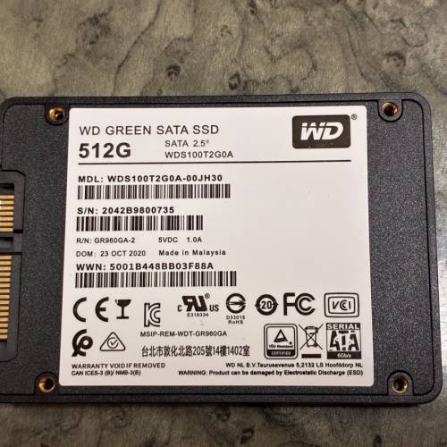 WD Green 512GB SATA SSD 2.5&lsquo;&rsquo;