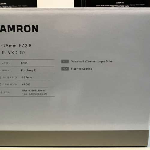 全新 Tamron 28-75mm F/2.8 DiIII VXD G2 (A063) (水貨)