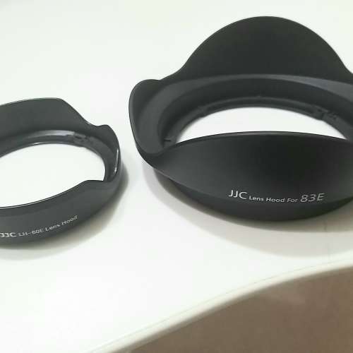JCC出品Canon單反鏡頭代用遮光罩LH-60E、LH-83E（未用但無包裝）盒