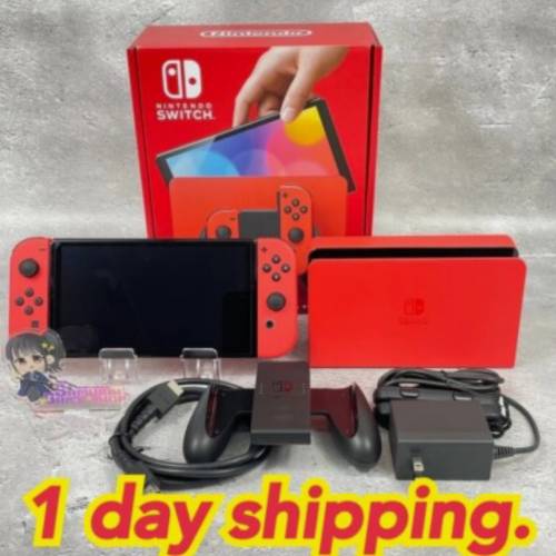 任天堂 Switch 64GB OLED Mario 红色游戏机 1 天发货完好翻新