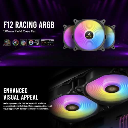 全新 ANTEC F12 RACING ARGB 5 IN1 12CM CASE FAN