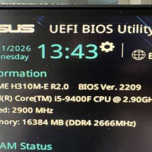 I5 9400f + ASUS H310M-E R2.0