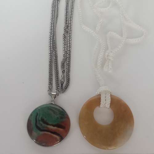 一手兩個瑪瑙吊-墜連不銹鋼/繩頸鏈，2套共售200元，單一套130元。no.B10.3.26