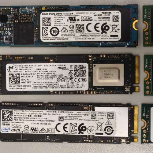 Toshiba SK Intel Micron M.2 512GB NVMe SSD 健康度97-100%