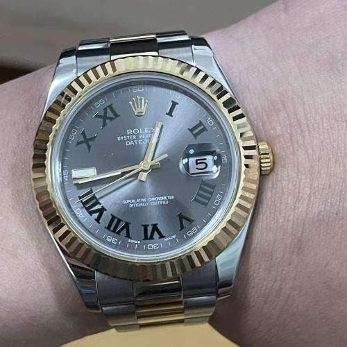 全香港最平😆 好𠃊新淨😂 ROLEX 116333 41mm大裝 溫布頓特別版 金鋼灰面綠字 9格帶 ...