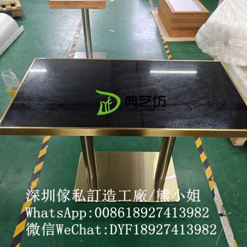 高檔酒吧吧枱訂造，土豪金包邊吧枱，黑色人造石面餐枱，專業訂造雲石方檯，訂造高...
