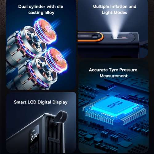 Baseus - Ultra Fast  Dual Cylinder Tire  Inflator 22缸雙泵 R22 Alloy Dual Cyc...