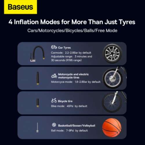Baseus - Ultra Fast  Dual Cylinder Tire  Inflator 22缸雙泵 R22 Alloy Dual Cyc...
