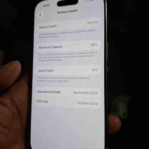 99%new 港行iPhone16 pro 512gb battery health 90%