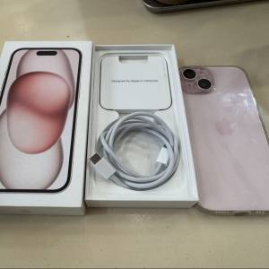 iPhone 15 pink 128GB, 99% 新，電 87% 齊包裝配件，香港行貨