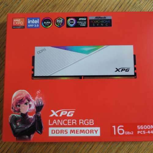Adata XPG Lancer RGB DDR5 16GB x2 = 32Gb 5600MT/s 記憶體 沒有OC