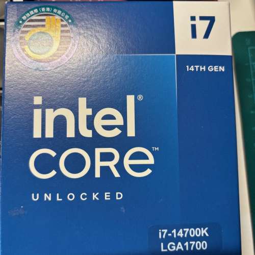 有盒聯強五年保到2029 /7/5 ; I7-14700K (33M Cache, up to 5.60 GHz) 20核28線 (不...