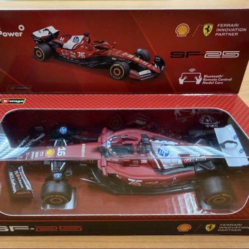 全新 Burago Shell 2025 法拉利 Ferrari SF-25 1:41 模型藍牙遙控車 Bluetooth Rem...