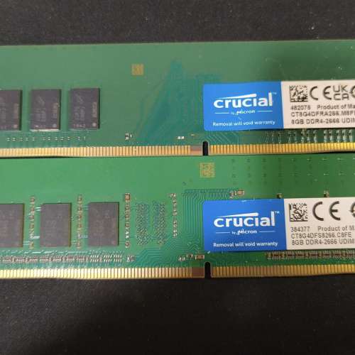 Desktop Ram Crucial 8GBx2 DDR4 2666 共16GB