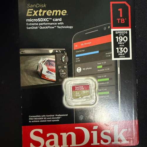 Extreme microSD MICROSDXC 記憶卡 1TB SDSQXAV-1T00-GN6MN 香港行貨