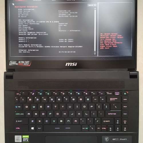 MSI MS-16V1/15.6&rdquo;LED/i7-10870H 2.21GHz/32GB DDR4 2666 RAM/1TB M.2 SSD/88% Ne...