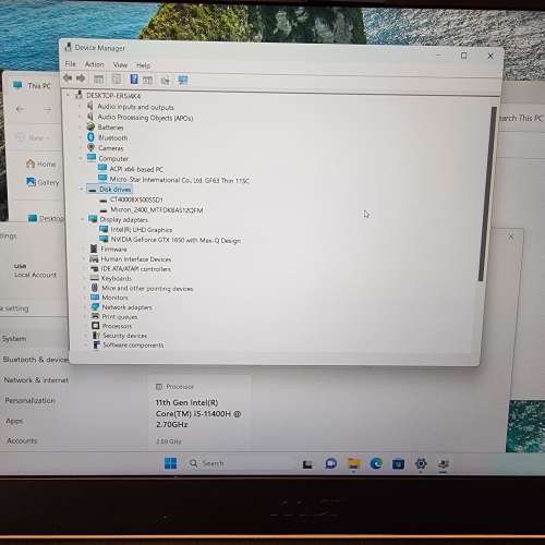 Msi 電競筆電 i5 11400h/8g ram/512 m2 ssd /GTX1650 max q/ 1920x1080p）