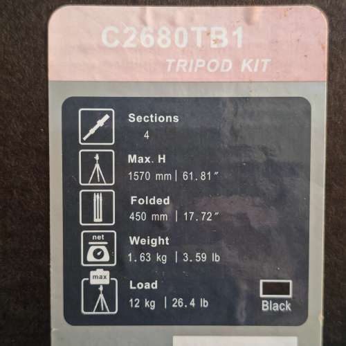 Benro 百諾 碳纖反摺 三腳架 連波頭  C2680TB1