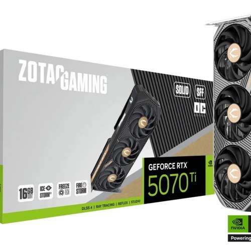 ZOTAC GAMING 索泰 GeForce RTX 5070Ti SOLID SFF OC 16GB GDDR7 顯示卡三風扇超頻...
