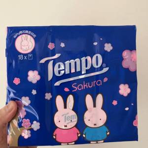 全新TEMPO得寶限量版  Miffy迷你裝紙手巾 櫻花味