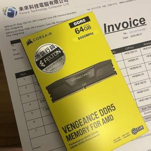 DDR5 6000MHz CORSAIR VENGEANCE 32GB CL30 6000 行貨永久保養