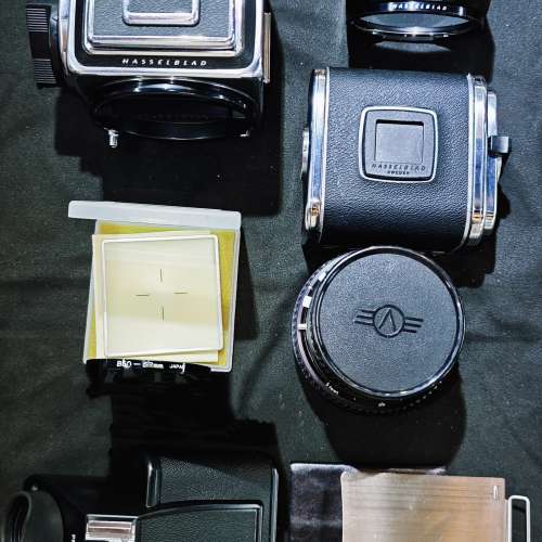 hasselblad 哈蘇 500C/M 機 500cm +CT 80/2.8 鏡 + A12 菲林後背 有罩/前後蓋 機背...