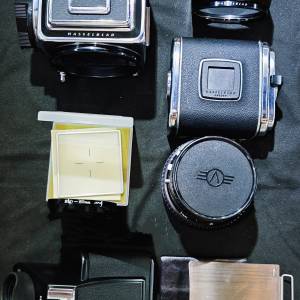 hasselblad 哈蘇 500C/M 機 500cm +CT 80/2.8 鏡 + A12 菲林後背 有罩/前後蓋 機背...