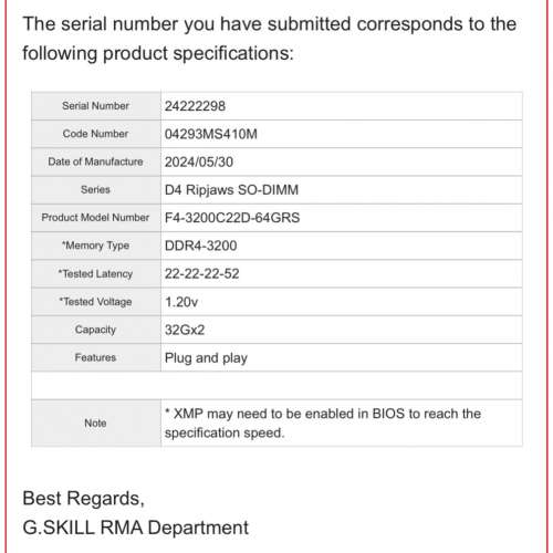 G.SKILL DDR4 3200 32G SO-DIMM ram 1pc