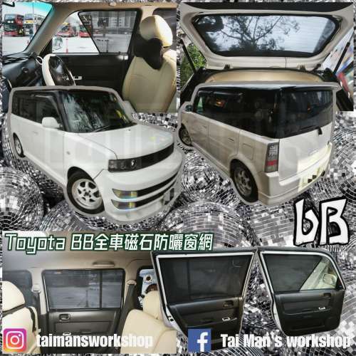 Toyota BB 全車防曬磁石窗網