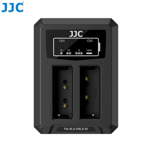 JJC USB Dual Battery Charger fits Olympus BLS-1/BLS-5/BLS-50 (DCH-BLS5TC)