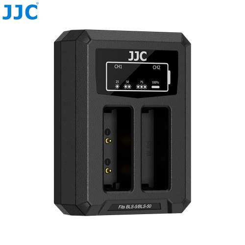 JJC USB Dual Battery Charger fits Olympus BLS-1/BLS-5/BLS-50 (DCH-BLS5TC)