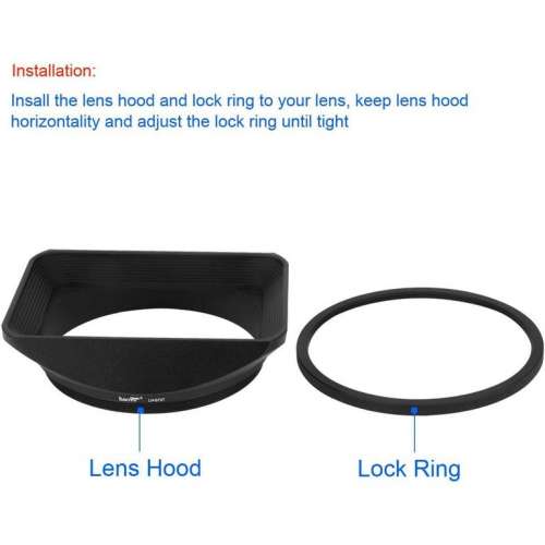 HAOGE LH-B72T 72mm Square Metal Screw-in Mount Lens Hood With Cap (專用方形遮...
