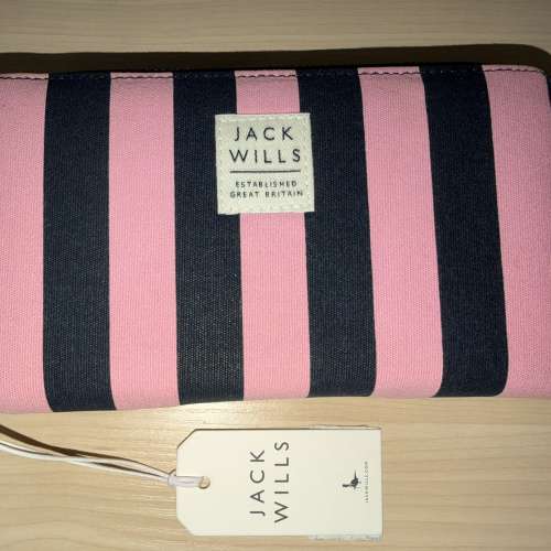 全新Jack Wills 條紋拉鍊長銀包