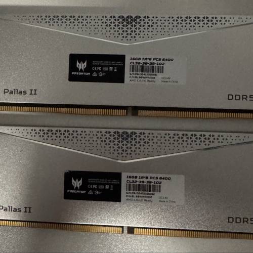 ACER Predator Pallas II DDR5 32GB (16GB x 2) 6400MHz AMD RAM 記憶體 內存