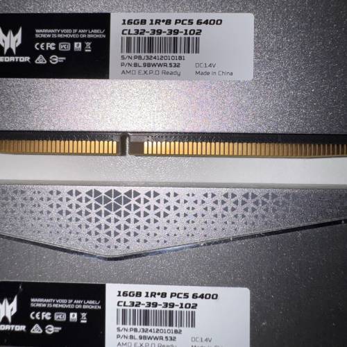 ACER Predator Pallas II DDR5 32GB (16GB x 2) 6400MHz AMD RAM 記憶體 內存