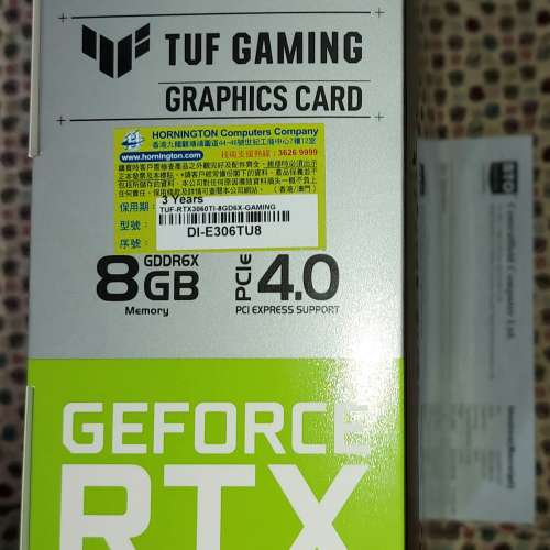ASUS 華碩, RTX3060Ti TUF GAMING, 8GB GDDR6X