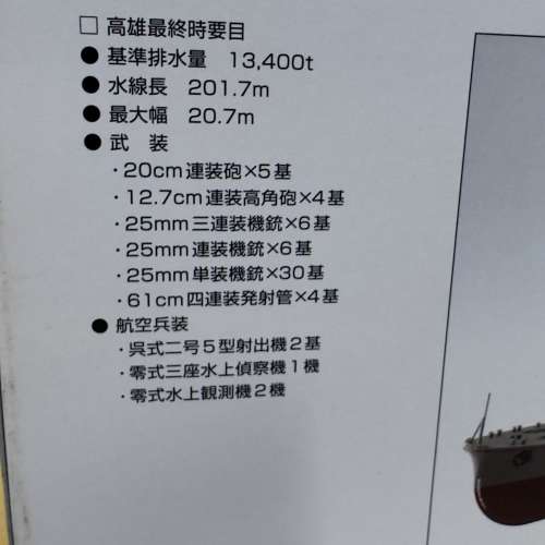 日本海軍重巡洋艦高雄號 1/350 模型