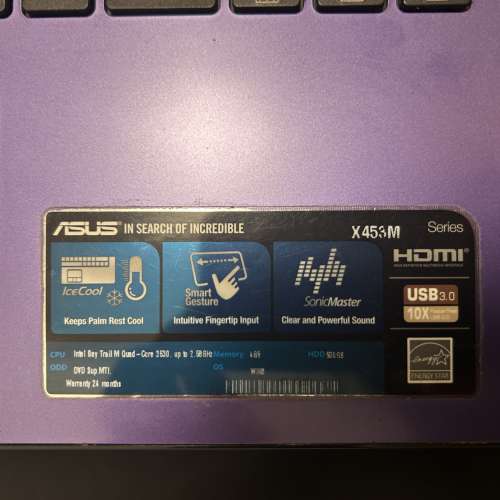 ASUS X453MA 14吋上網文書手提電腦	紫色