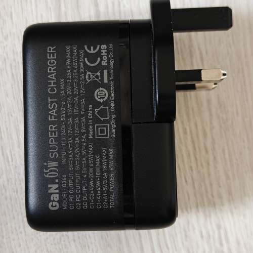 Ldnio 65W 三口氮化鎵快充火牛, 合iphone, samsung, 小米， vivo, oppo, macbook a...