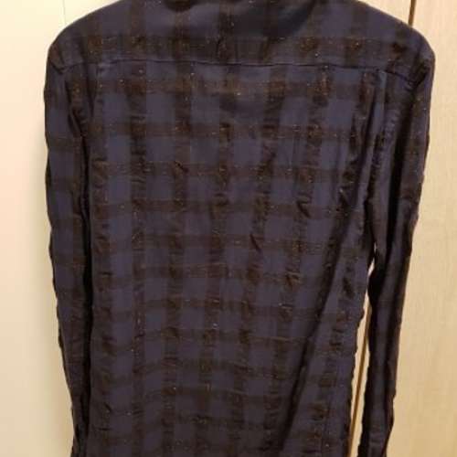 90%New新Zara Mens Shirt Blue Black Color 藍黑色格仔修身涼快恤衫