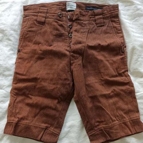 90%新少有啡色牛仔短褲輕微造舊效果Shorts