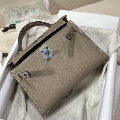 Hermes 愛馬仕 凯莉二代MiniKelly Epsom 18大象灰 銀扣 K刻