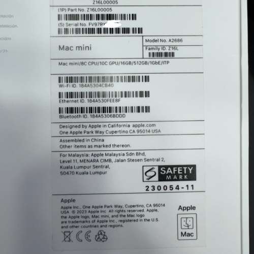 99%New Mac Mini M2 16+512GB 香港行貨 全套有盒有配件 自用首選超值