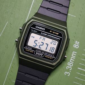 新淨日本買Casio F-91WM-3AJH 軍綠色電子錶