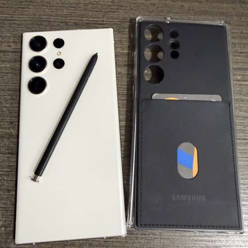 三星S23 ultra 256gb,港行雙卡，極新冇花，跟圖中原廠機殼！