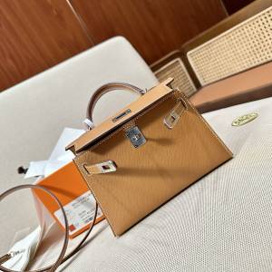 Hermes愛馬仕 凯莉二代MiniKelly Epsom 37金棕 銀扣 K刻