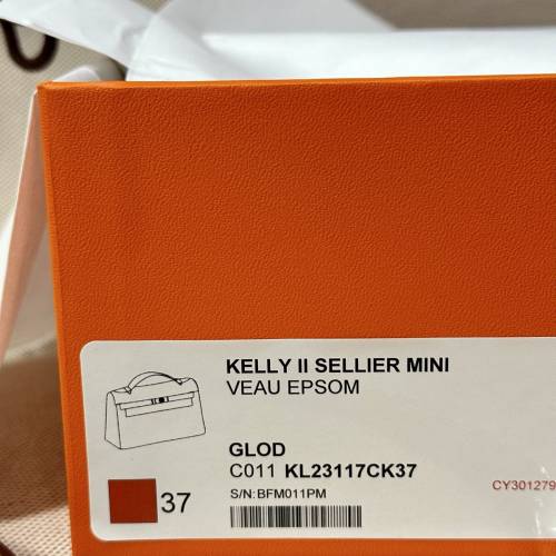 Hermes愛馬仕 凯莉二代MiniKelly Epsom 37金棕 銀扣 K刻