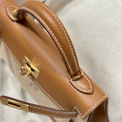 Hermes愛馬仕 凯莉二代MiniKelly Epsom 37金棕 金釦 K刻