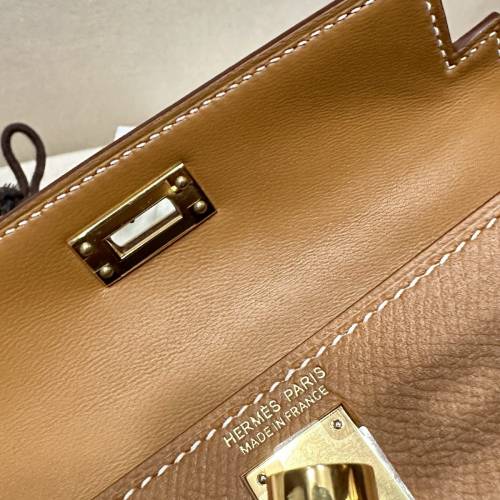 Hermes愛馬仕 凯莉二代MiniKelly Epsom 37金棕 金釦 K刻