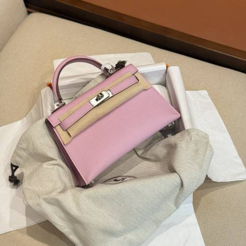 Hermes愛馬仕 凱莉二代MiniKelly Epsom X9錦葵紫 銀扣 K刻